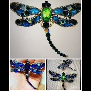 CRYSTAL DRAGON FLY BROOCH